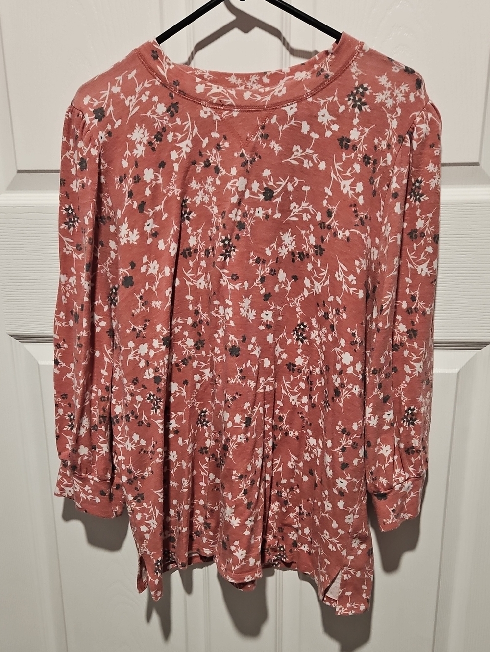 Floral Long-Sleeve Top in Dusty Rose